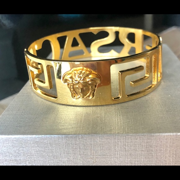 SOLD Versace Bangle - Gold Tone Brass - Picture 2 of 7